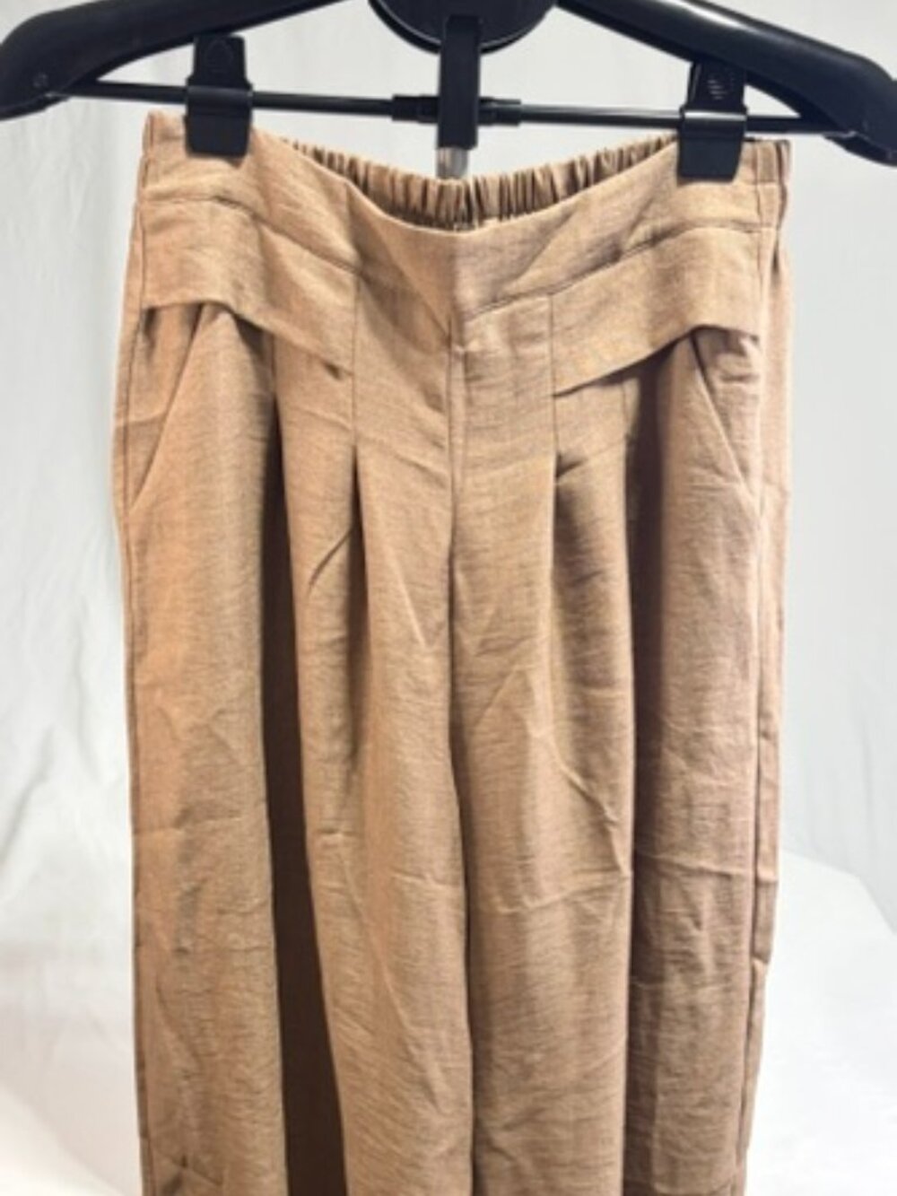 SHEIN Tan Beige Pleated Wide Leg Trousers – High Waist (Size M / US 6 / NWT)